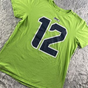 Seattle Seahawks Shirt Mens Medium Green Blue 12th Fan Man Nike Athletic Cut NFL